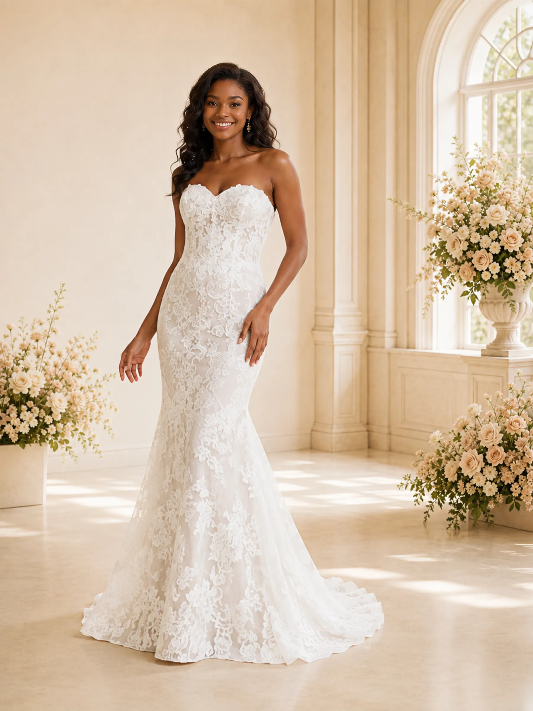 ChicSew Romantic Sweetheart Lace Mermaid Floor-Length Wedding Dress sold by ChicSew