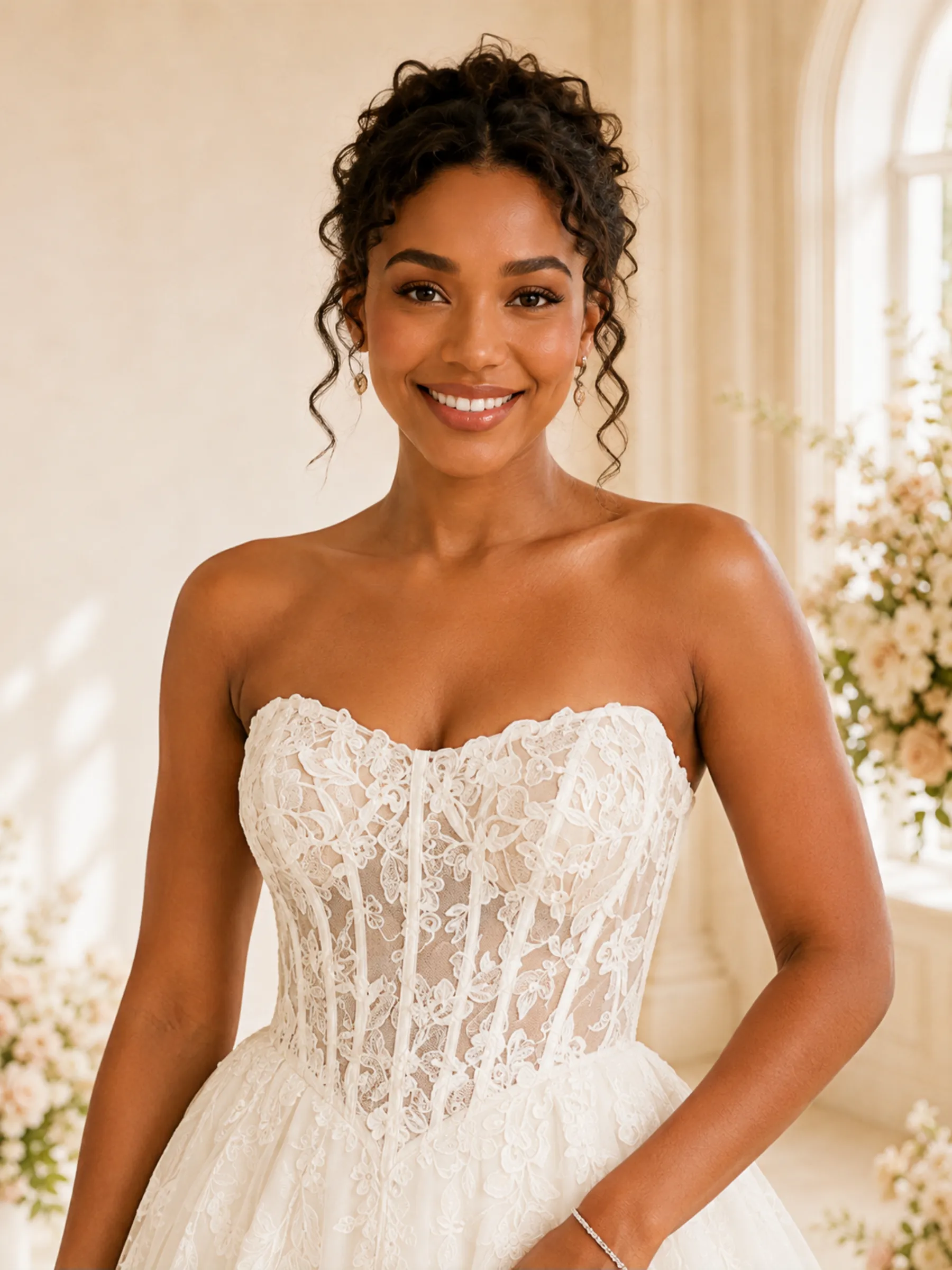 ChicSew Elegant Sweetheart Boning A-Line Lace Applique Tulle Maxi Wedding Dress sold by ChicSew product image thumbnail 2