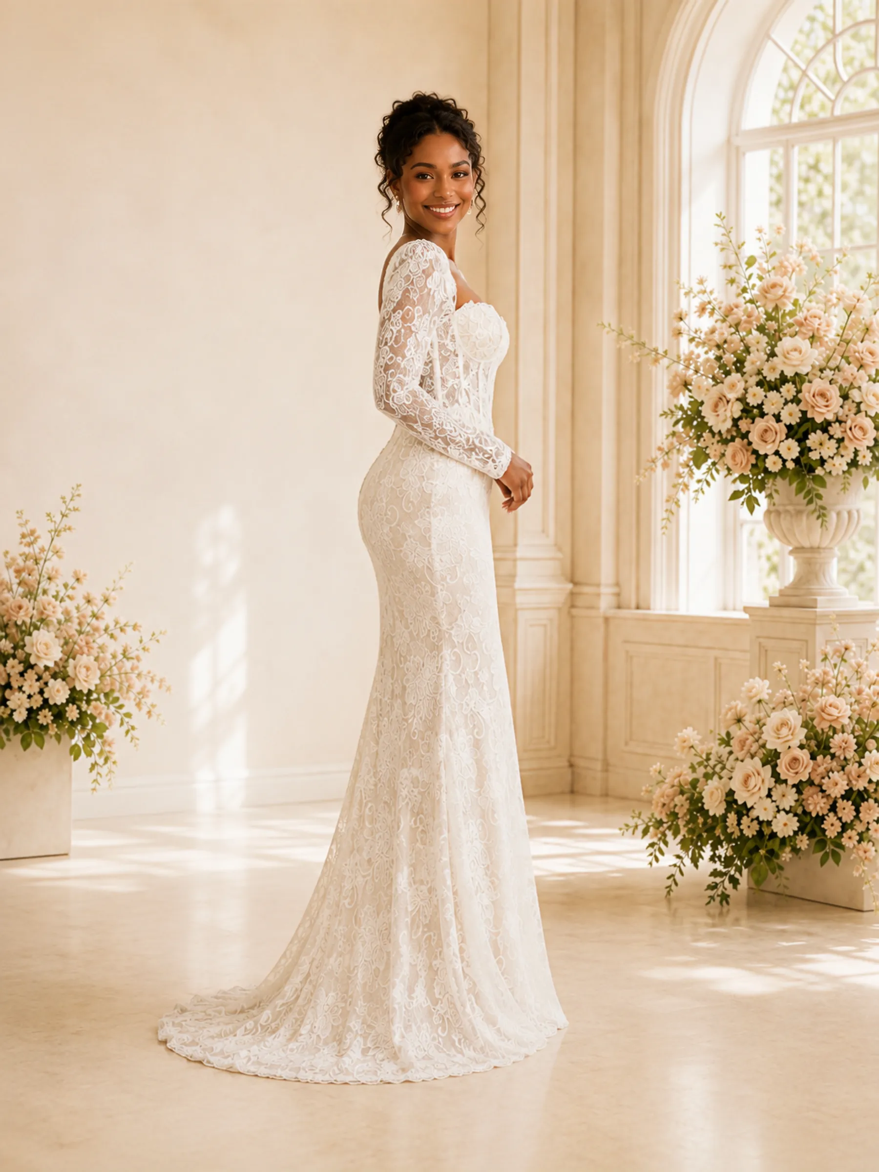 ChicSew Fancy Sweetheart Lace Appliques Long Sleeves Mermaid Maxi Wedding Dress sold by ChicSew product image thumbnail 3