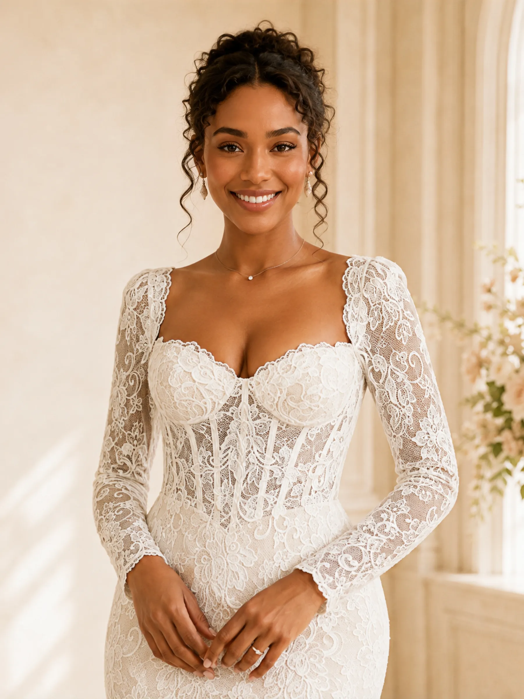 ChicSew Fancy Sweetheart Lace Appliques Long Sleeves Mermaid Maxi Wedding Dress sold by ChicSew product image thumbnail 2