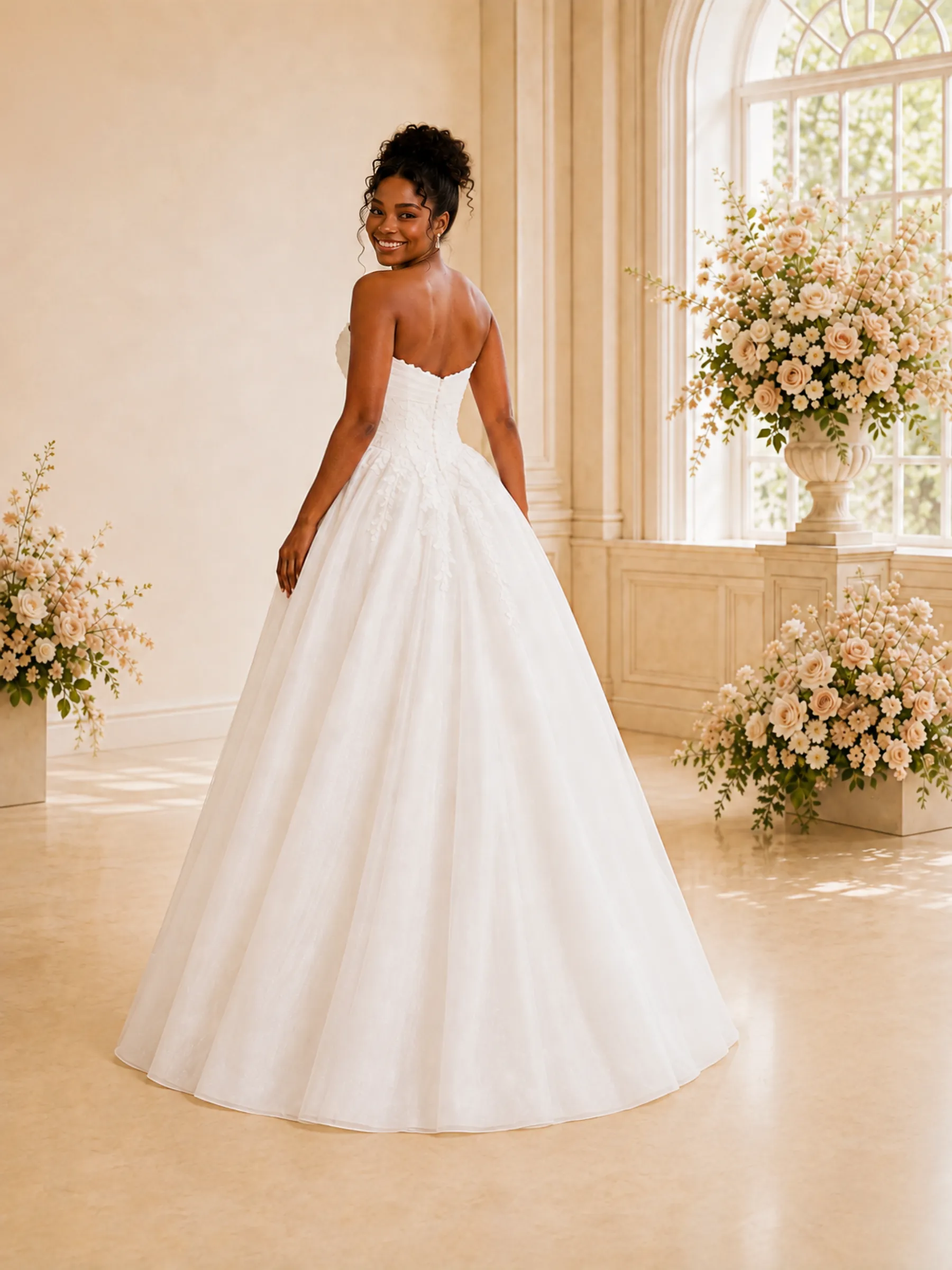 ChicSew Elegant Sweetheart A-Line Lace Tulle Maxi Wedding Dress With Applique sold by ChicSew product image thumbnail 4