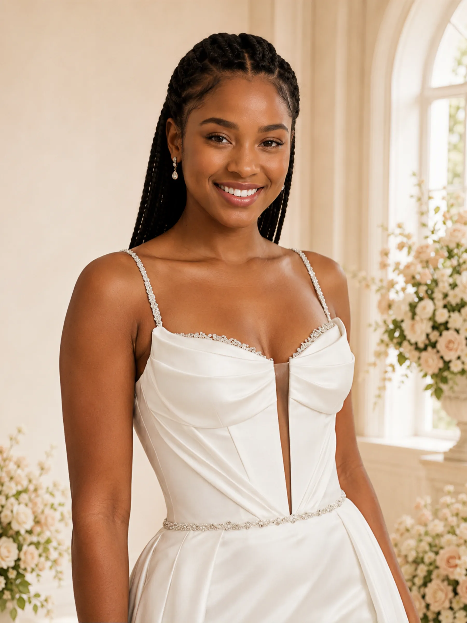 ChicSew Fancy Unique Mermaid Satin Spaghetti Straps Side Slit Wedding Dress With Overskirt sold by ChicSew product image thumbnail 2