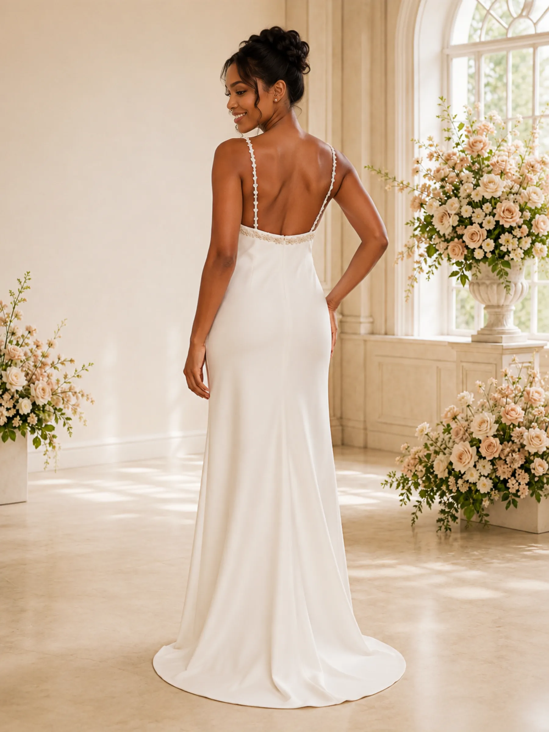 ChicSew Sexy Spaghetti Straps Satin Mermaid Floor-Length Wedding Dress With Beading sold by ChicSew product image thumbnail 4
