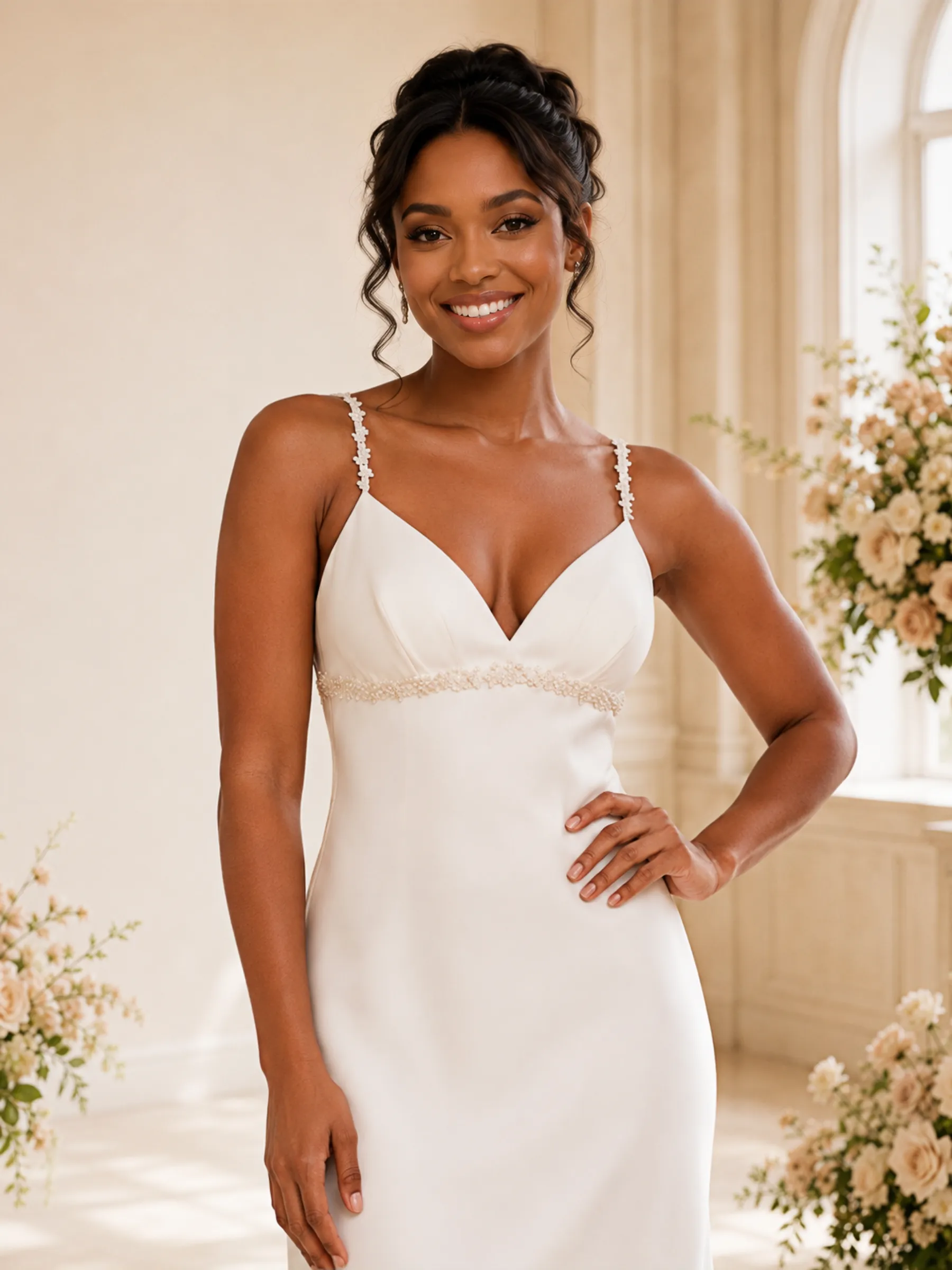 ChicSew Sexy Spaghetti Straps Satin Mermaid Floor-Length Wedding Dress With Beading sold by ChicSew product image thumbnail 2