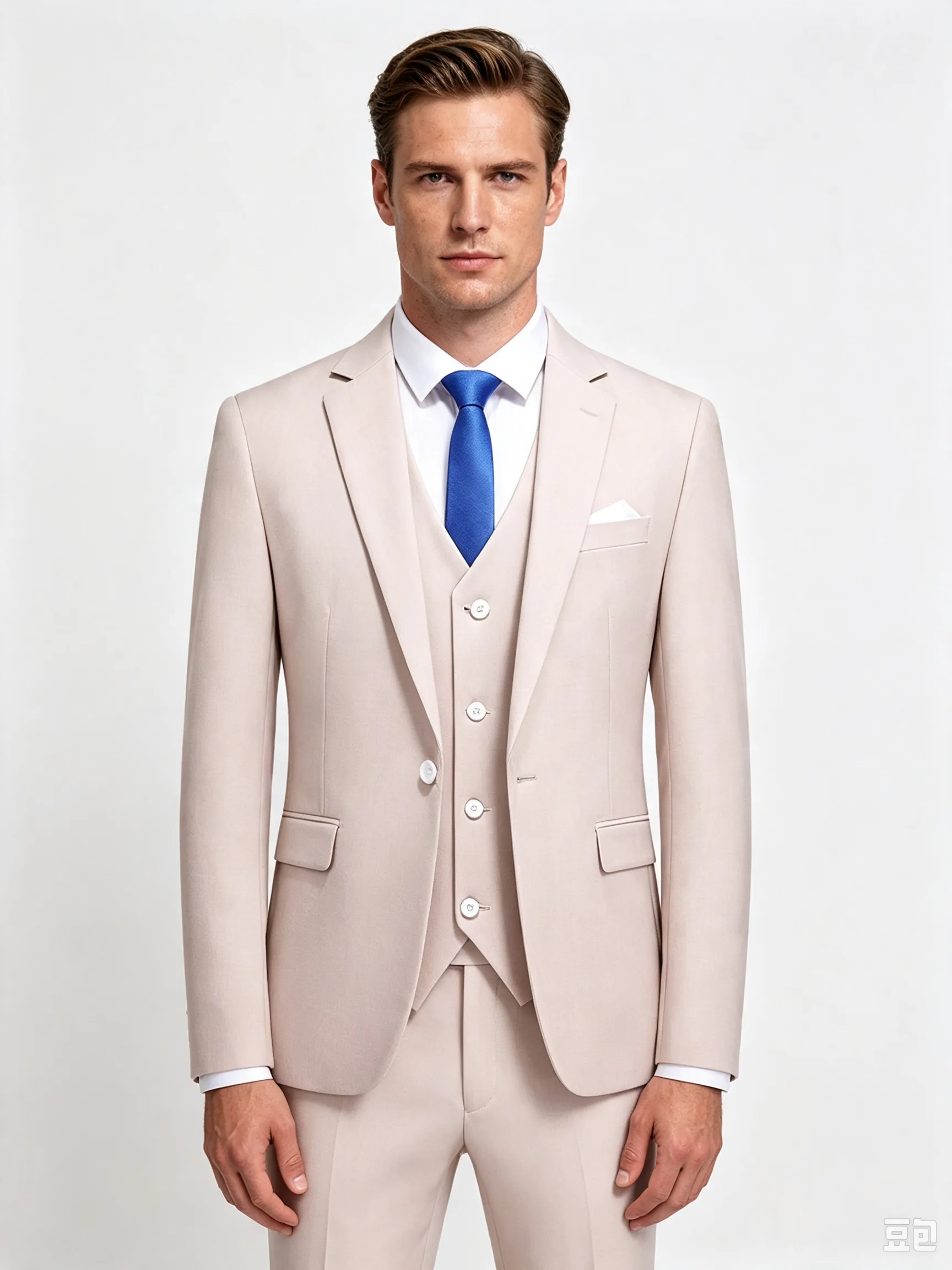 Classic 2 Piece Ivory Men's Suit with Regular Fit and Sophisticated Peak Lapel sold by ChicSew product image thumbnail 4