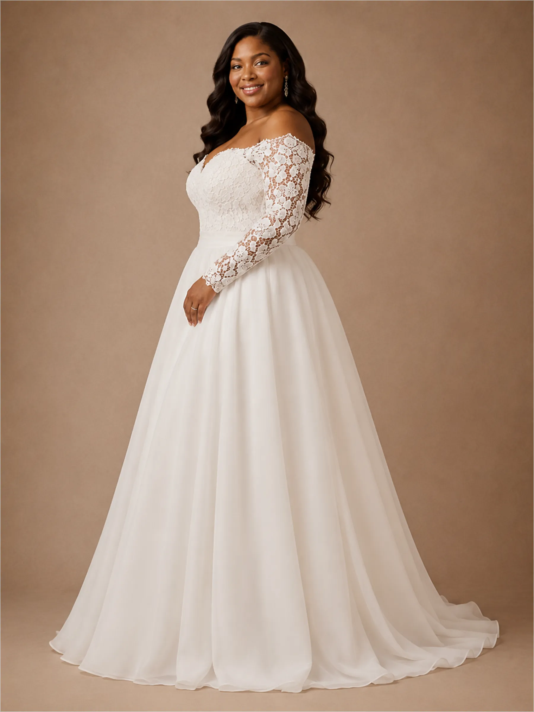 ChicSew Elegant Sweetheart Long Sleeves A-Line Lace Appliques Chiffon Maxi Wedding Dress sold by ChicSew product image thumbnail 3