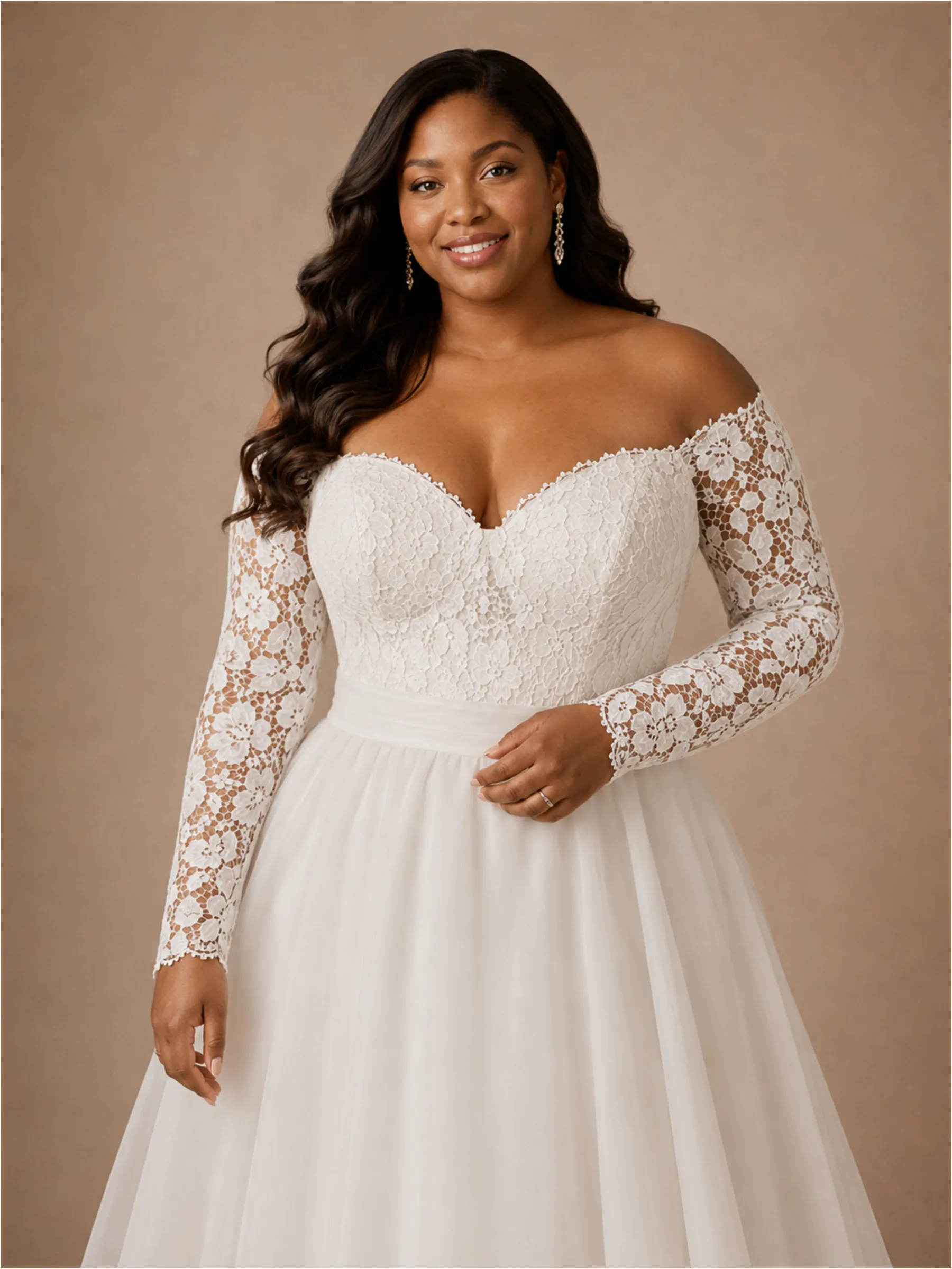 ChicSew Elegant Sweetheart Long Sleeves A-Line Lace Appliques Chiffon Maxi Wedding Dress sold by ChicSew product image thumbnail 2