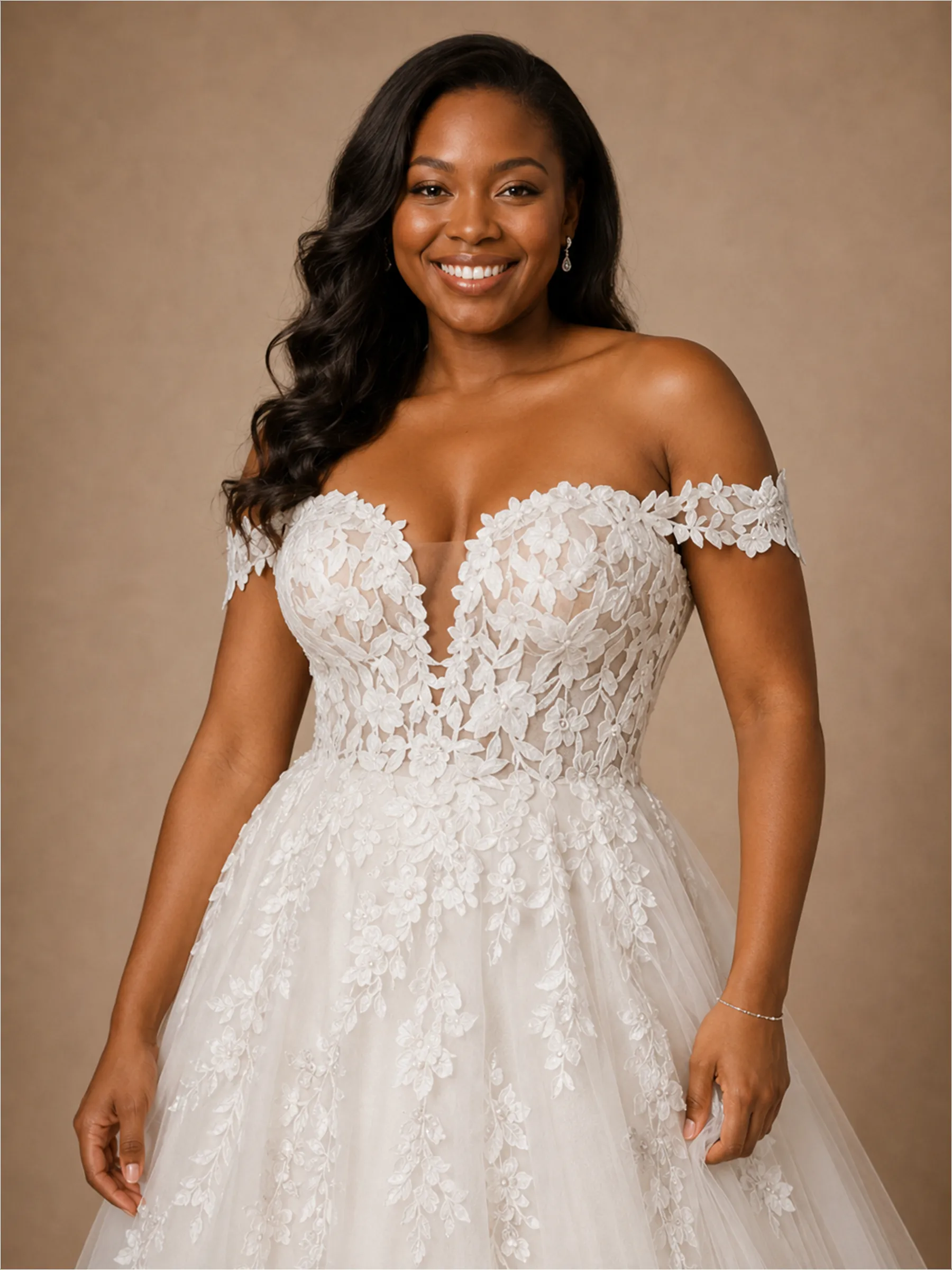 ChicSew Romantic V-Neck Sleeveless Long A-Line Lace Appliques Tulle Wedding Dress sold by ChicSew product image thumbnail 2