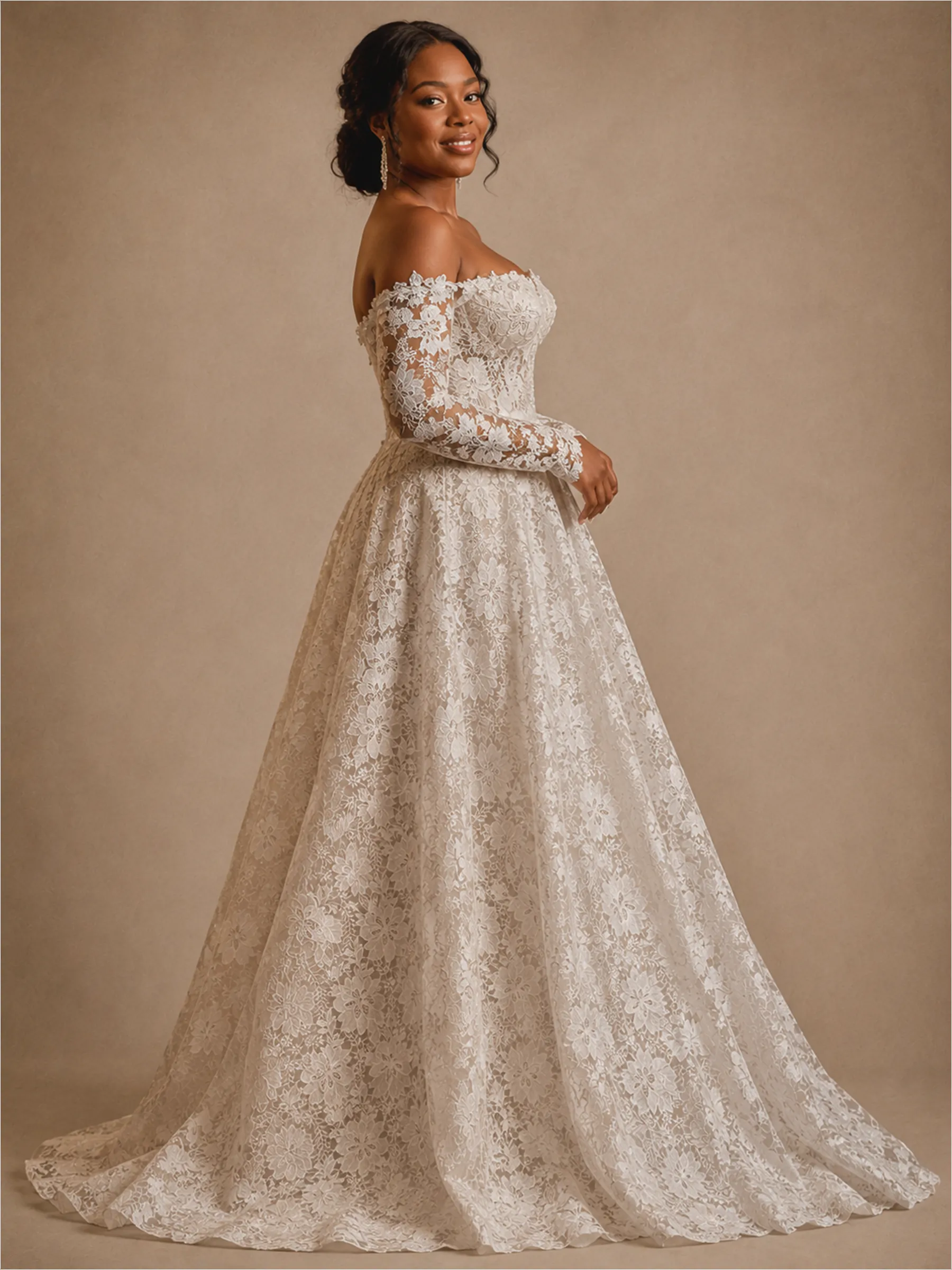 ChicSew Romantic Unique Sweetheart Long Sleeves Long A-Line Lace Wedding Dress sold by ChicSew product image thumbnail 4