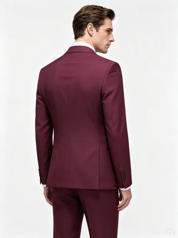 Classic 2 Piece Mulberry Men's Suit with Regular Fit and Sophisticated Peak Lapel made by ChicSew