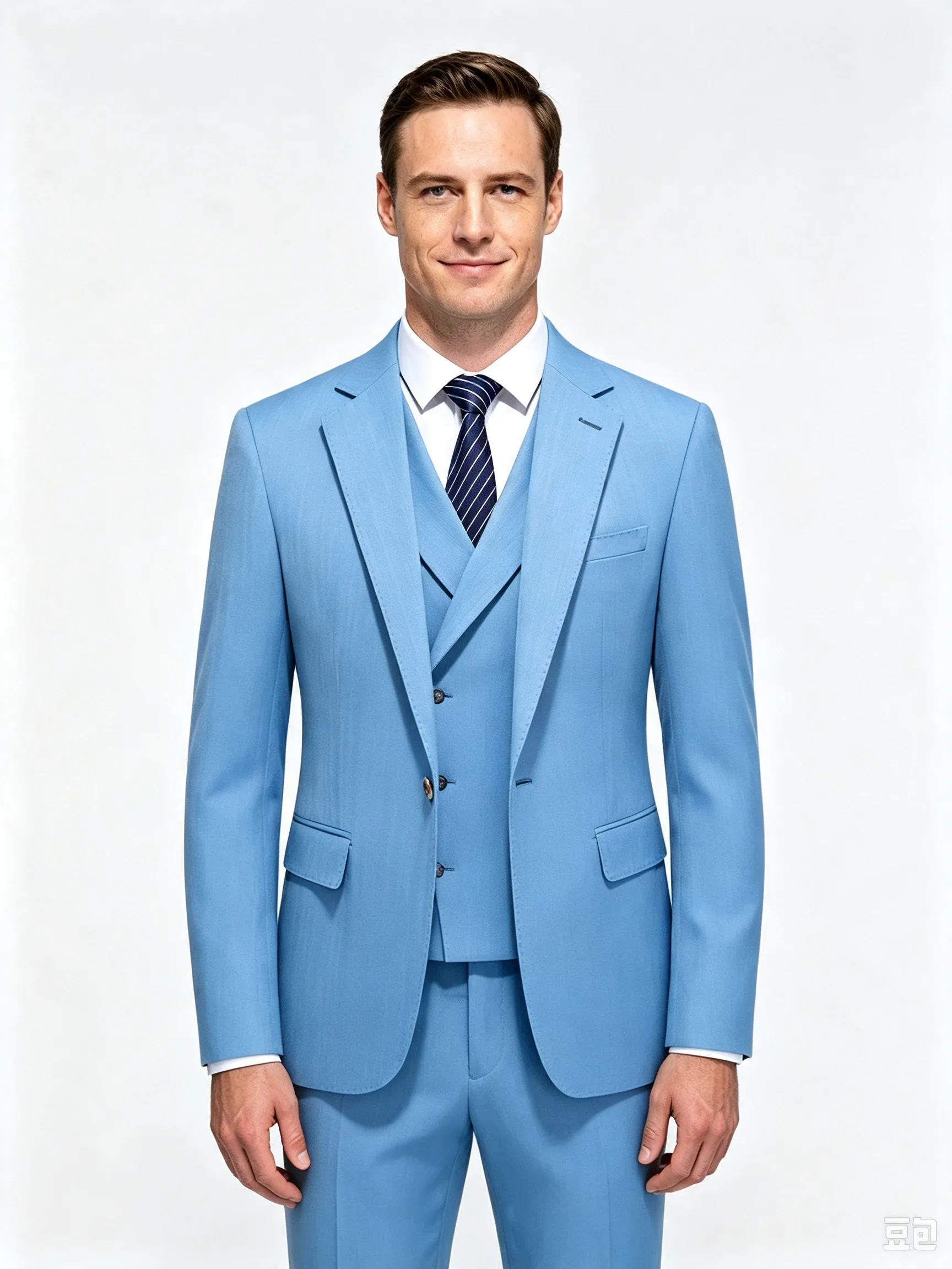 Classic 1 Piece Blue Men's Suit with Regular Fit and Sophisticated Peak Lapel sold by ChicSew