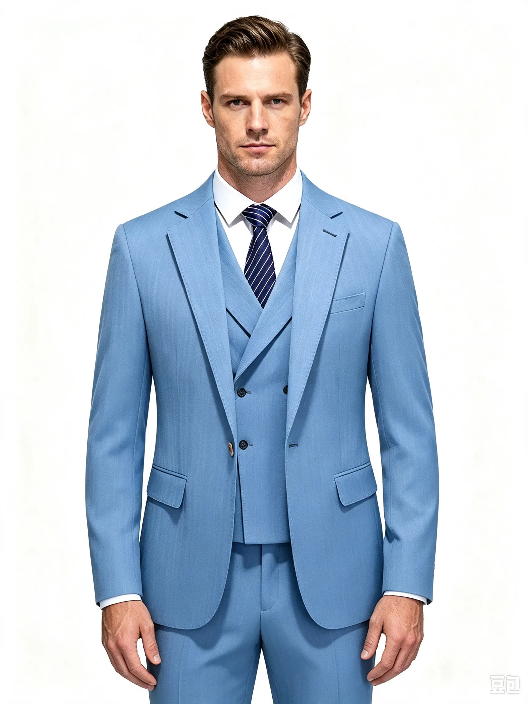 Classic 1 Piece Blue Men's Suit with Regular Fit and Sophisticated Peak Lapel sold by ChicSew product image thumbnail 2