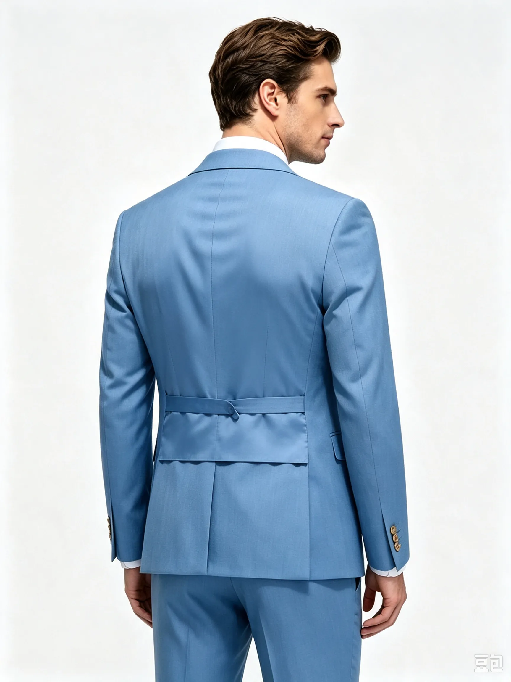 Classic 1 Piece Blue Men's Suit with Regular Fit and Sophisticated Peak Lapel sold by ChicSew product image thumbnail 3