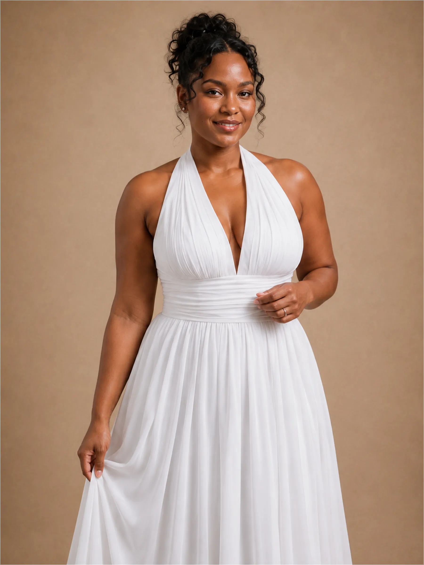 ChicSew Fancy Halter Sleeveless Pleats Chiffon A-Line Long Wedding Dress sold by ChicSew product image thumbnail 2