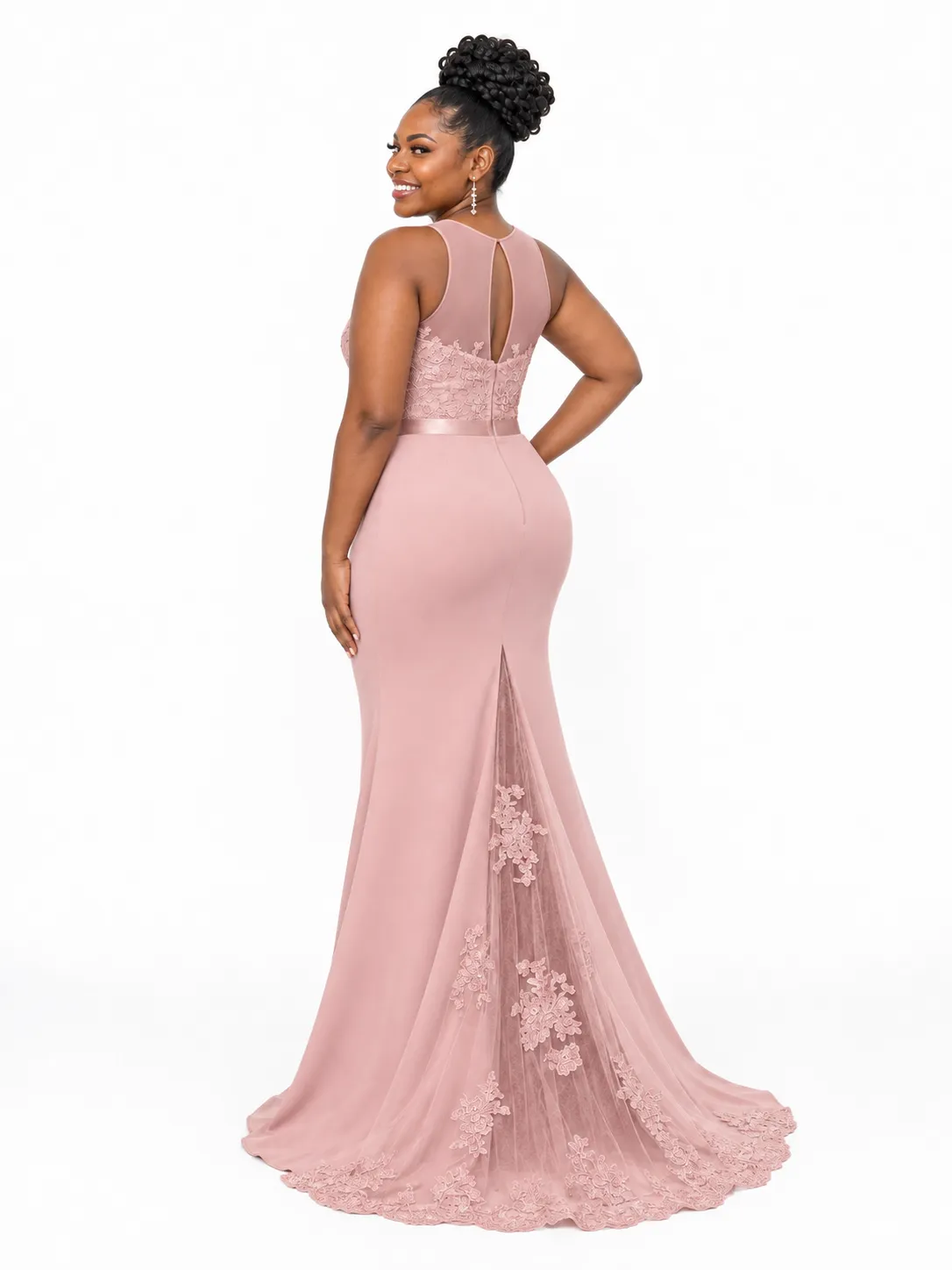 ChicSew Elegant Illusion Sleeveless Mermaid Satin Lace Floor-Length Bridesmaid Dresses sold by ChicSew product image thumbnail 4