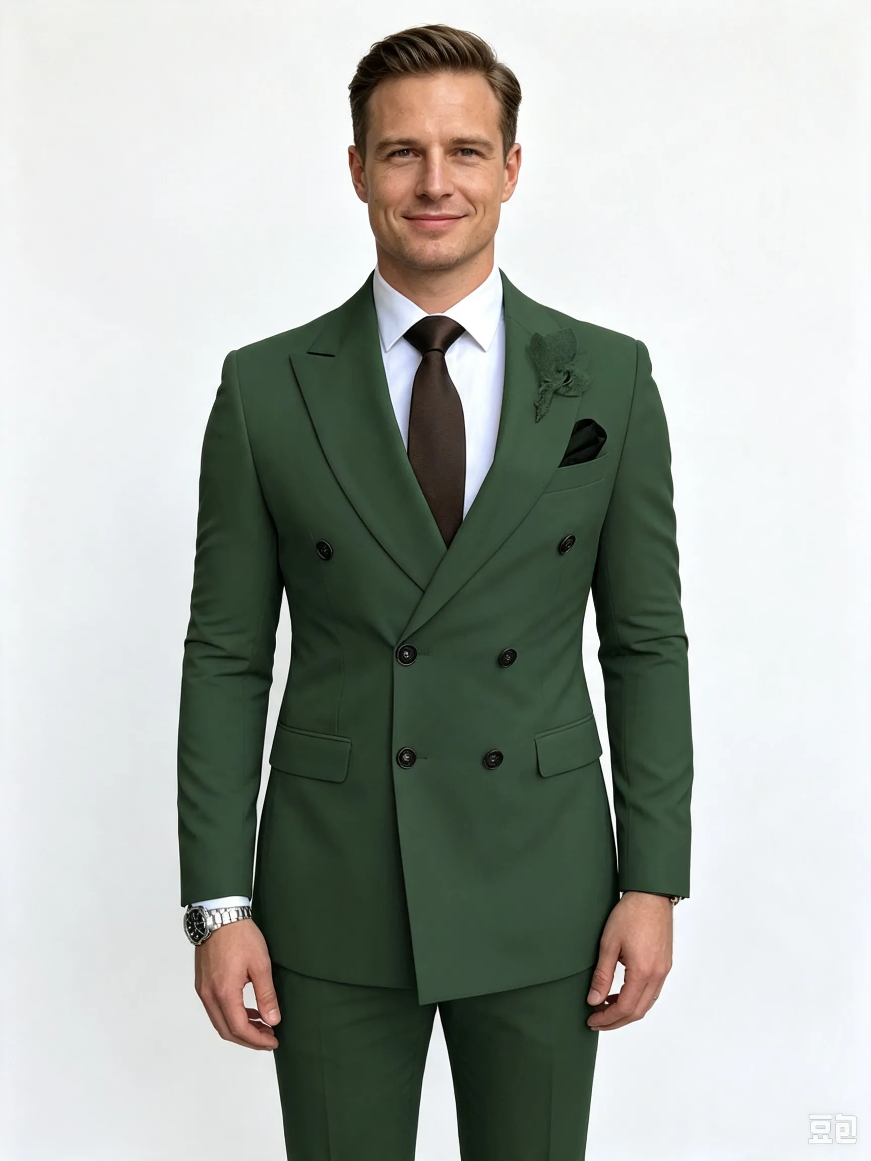 Classic 2 Piece Emerald Men's Suit with Regular Fit and Sophisticated Peak Lapel sold by ChicSew