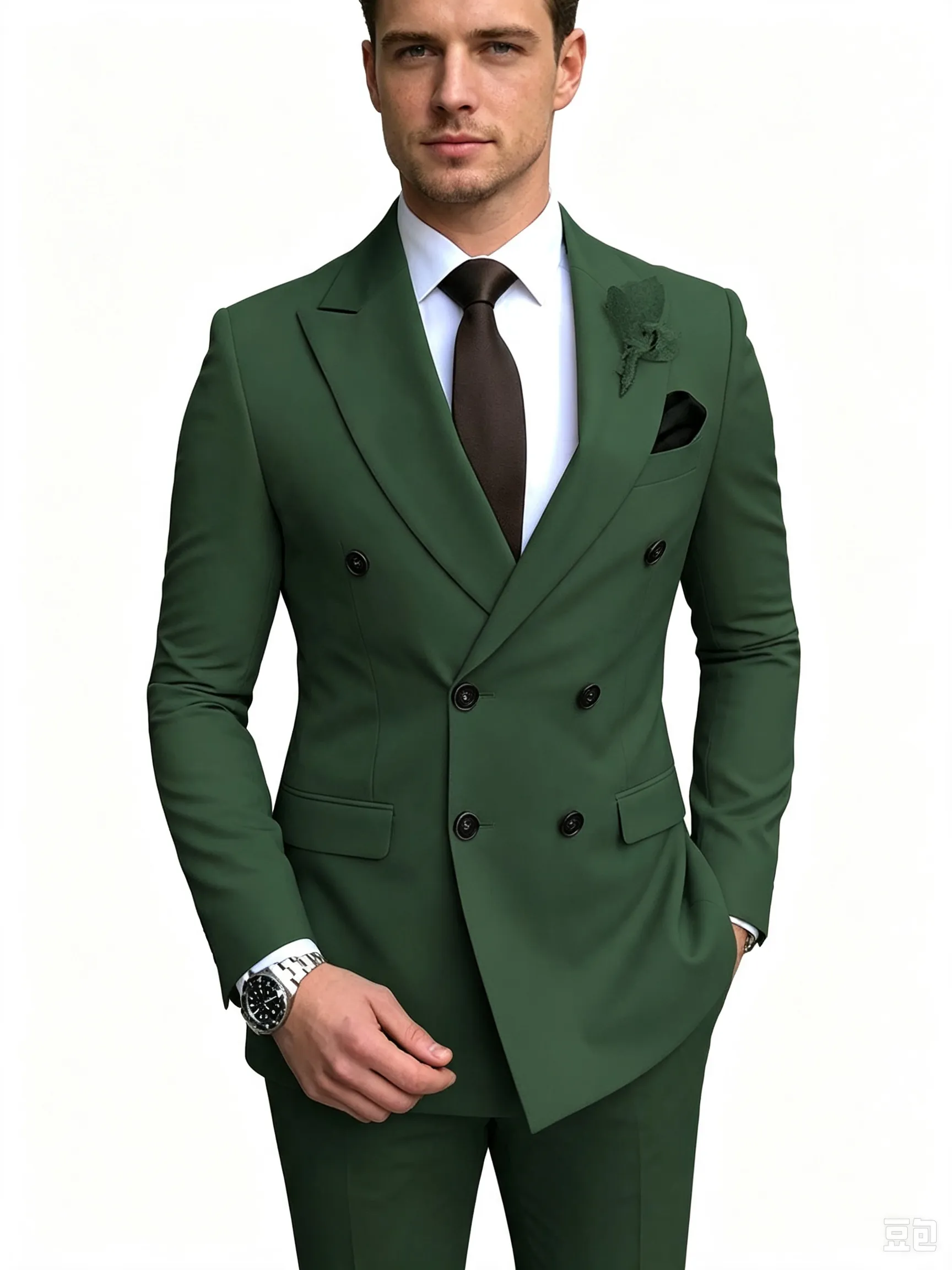 Classic 2 Piece Emerald Men's Suit with Regular Fit and Sophisticated Peak Lapel sold by ChicSew product image thumbnail 2