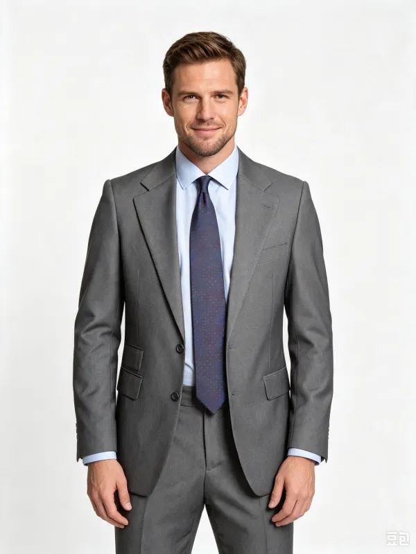 Classic 1 Piece Grey Men's Suit with Regular Fit and Sophisticated Peak Lapel made by ChicSew