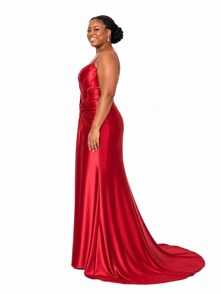 ChicSew Elegant Spaghetti Straps V-Neck Ruched Mermaid Soft Satin Floor-Length Bridesmaid Dresses sold by ChicSew product image thumbnail 5