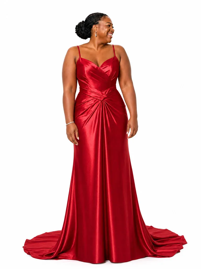ChicSew Elegant Spaghetti Straps V-Neck Ruched Mermaid Soft Satin Floor-Length Bridesmaid Dresses sold by ChicSew product image thumbnail 3