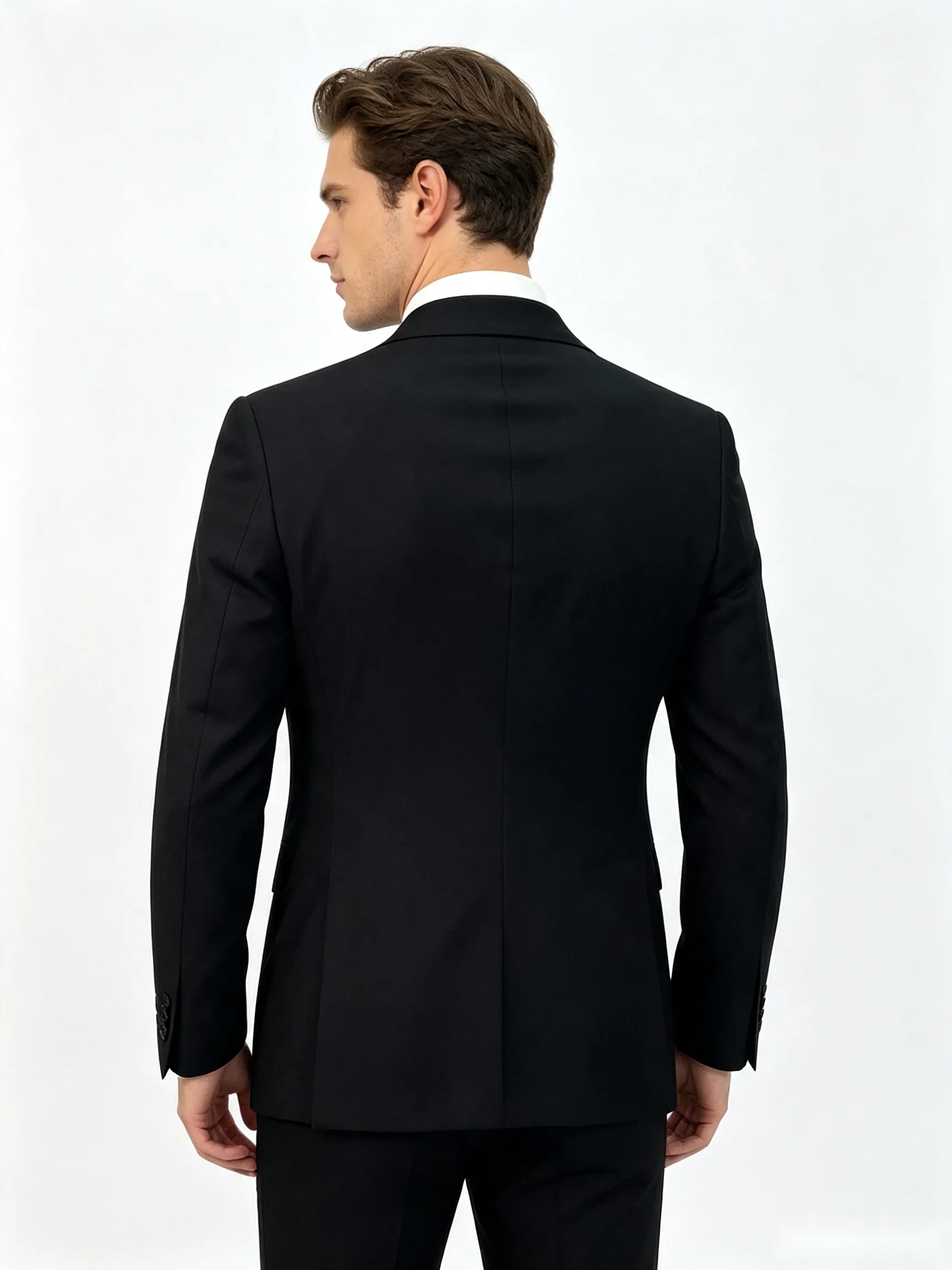 Classic 3 Piece Black Men's Suit with Regular Fit and Sophisticated Peak Lapel sold by ChicSew product image thumbnail 2