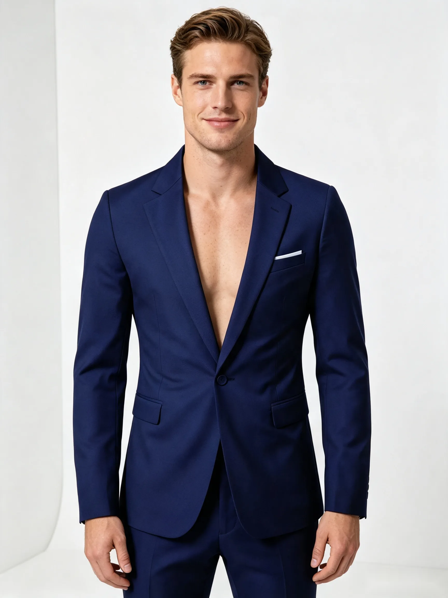 Classic 2 Piece Dark Navy Men's Suit with Regular Fit and Sophisticated Peak Lapel sold by ChicSew product image thumbnail 3