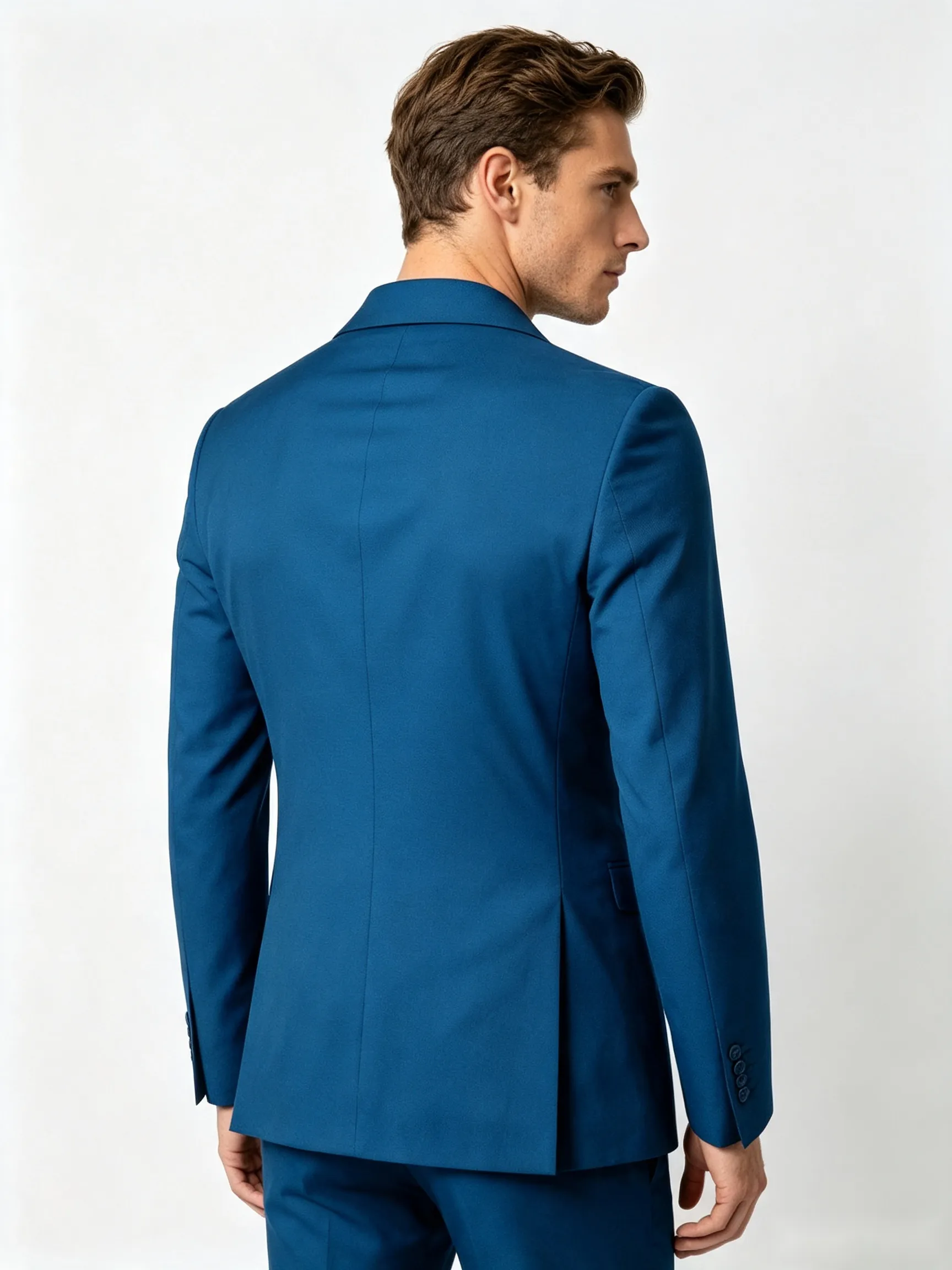 Classic 2 Piece Ocean Blue Men's Suit with Regular Fit and Sophisticated Peak Lapel sold by ChicSew product image thumbnail 2