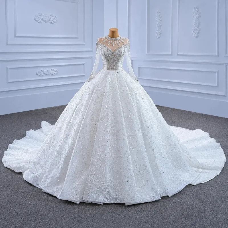 ChicSew Luxurious Illusion High Neck A-Line Ball Gown Wedding Dress made by ChicSew