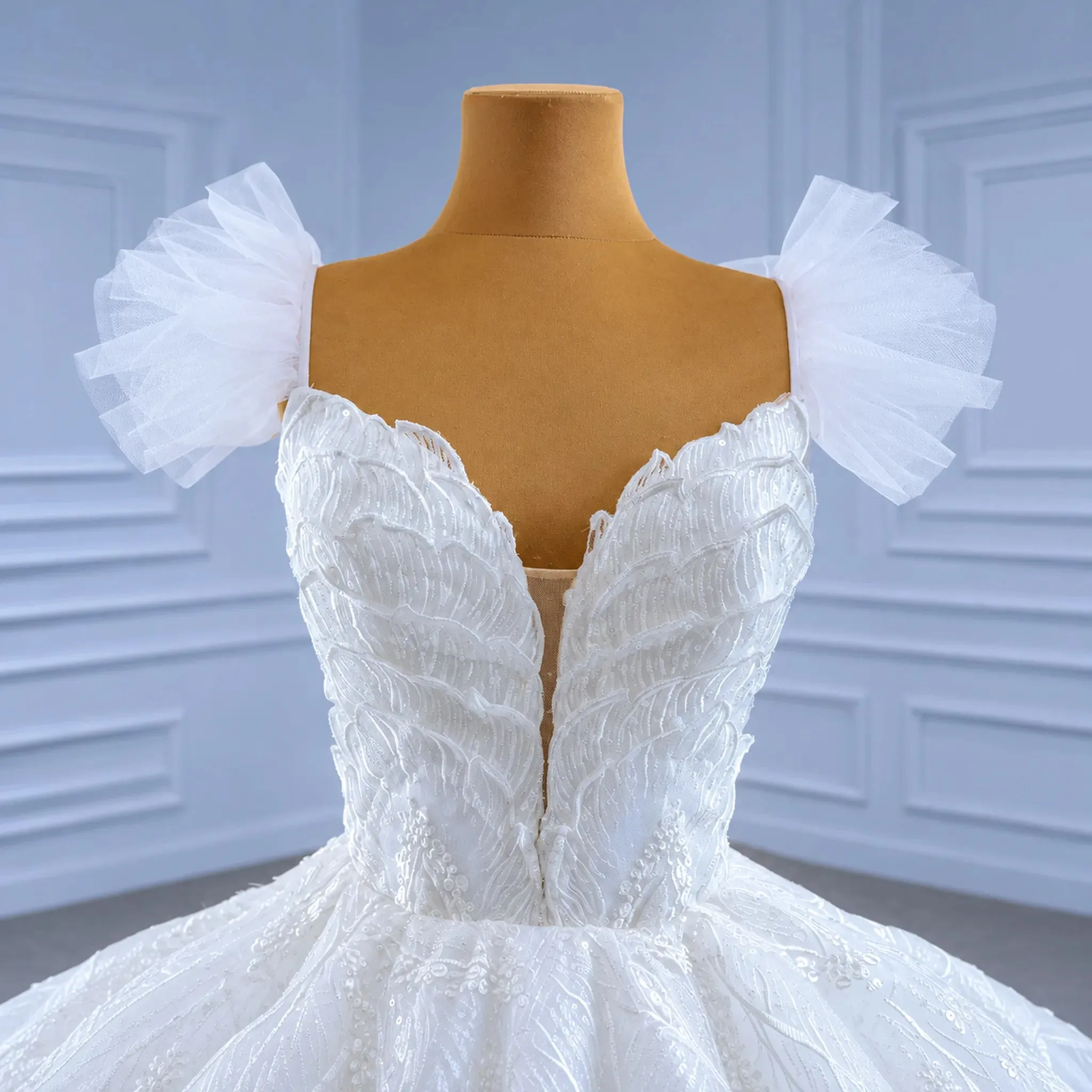 ChicSew Luxurious V-Neck Ball Gown A-Line Wedding Dress sold by ChicSew product image thumbnail 3
