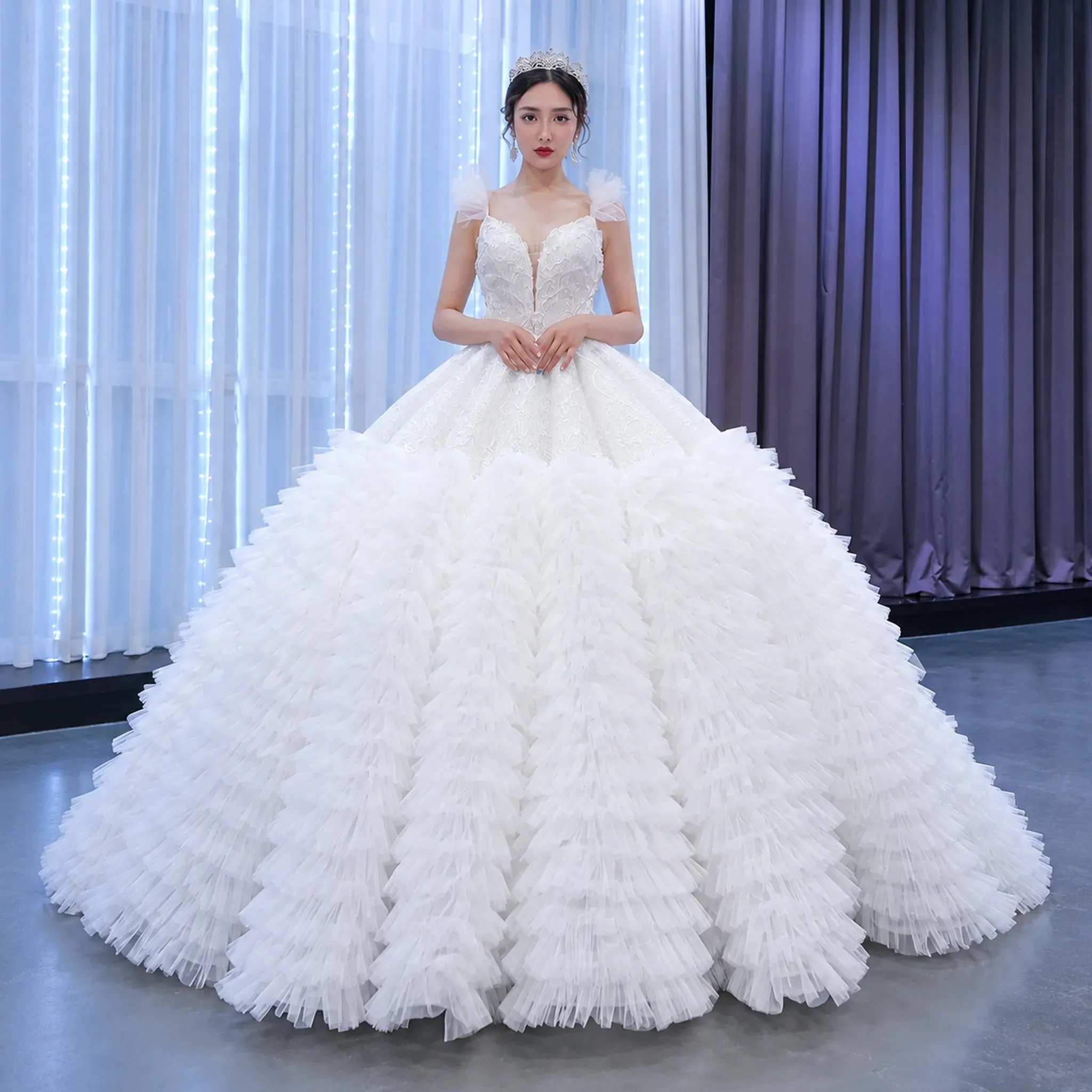 ChicSew Luxurious V-Neck Ball Gown A-Line Wedding Dress sold by ChicSew product image thumbnail 5