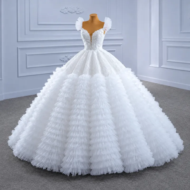 ChicSew Luxurious V-Neck Ball Gown A-Line Wedding Dress made by ChicSew