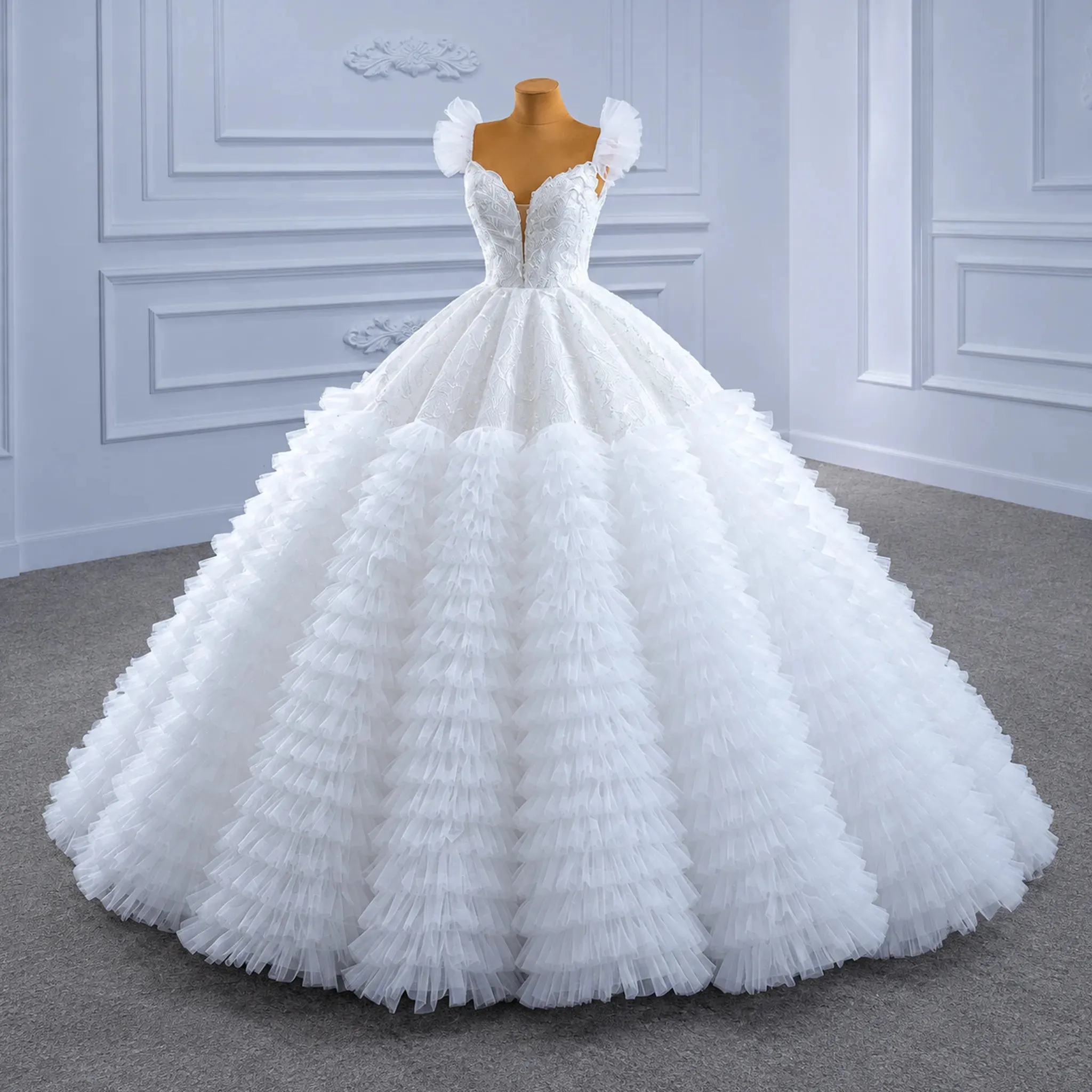 ChicSew Luxurious V-Neck Ball Gown A-Line Wedding Dress sold by ChicSew