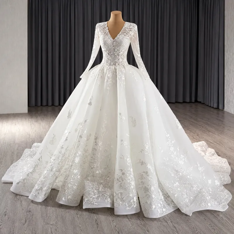 ChicSew Tulle Lace Appliques A-Line Wedding Dress made by ChicSew