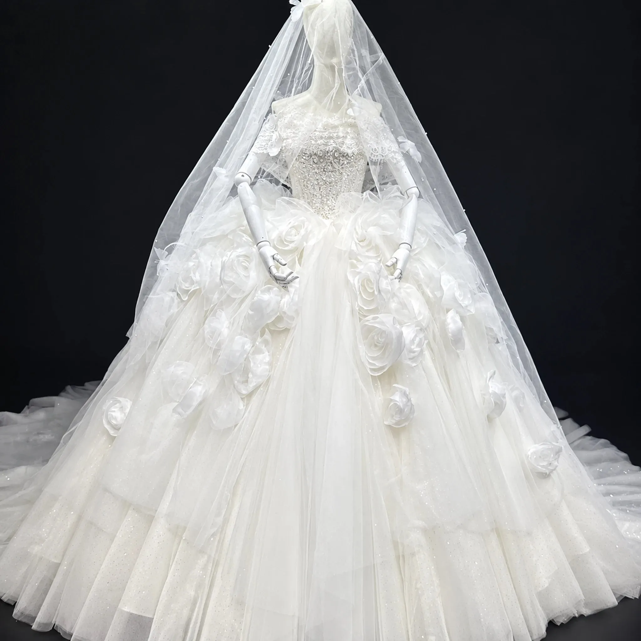 ChicSew Strapless Ball Gown Wedding Dress With 3D Flowers sold by ChicSew product image thumbnail 4