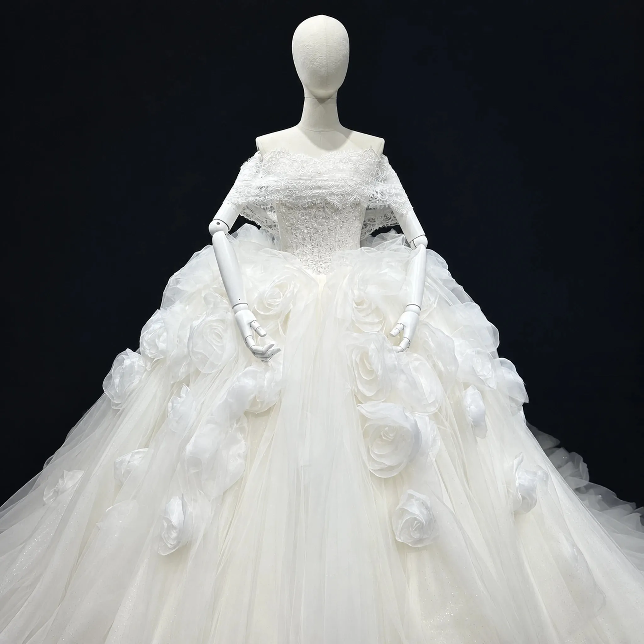ChicSew Strapless Ball Gown Wedding Dress With 3D Flowers sold by ChicSew product image thumbnail 5