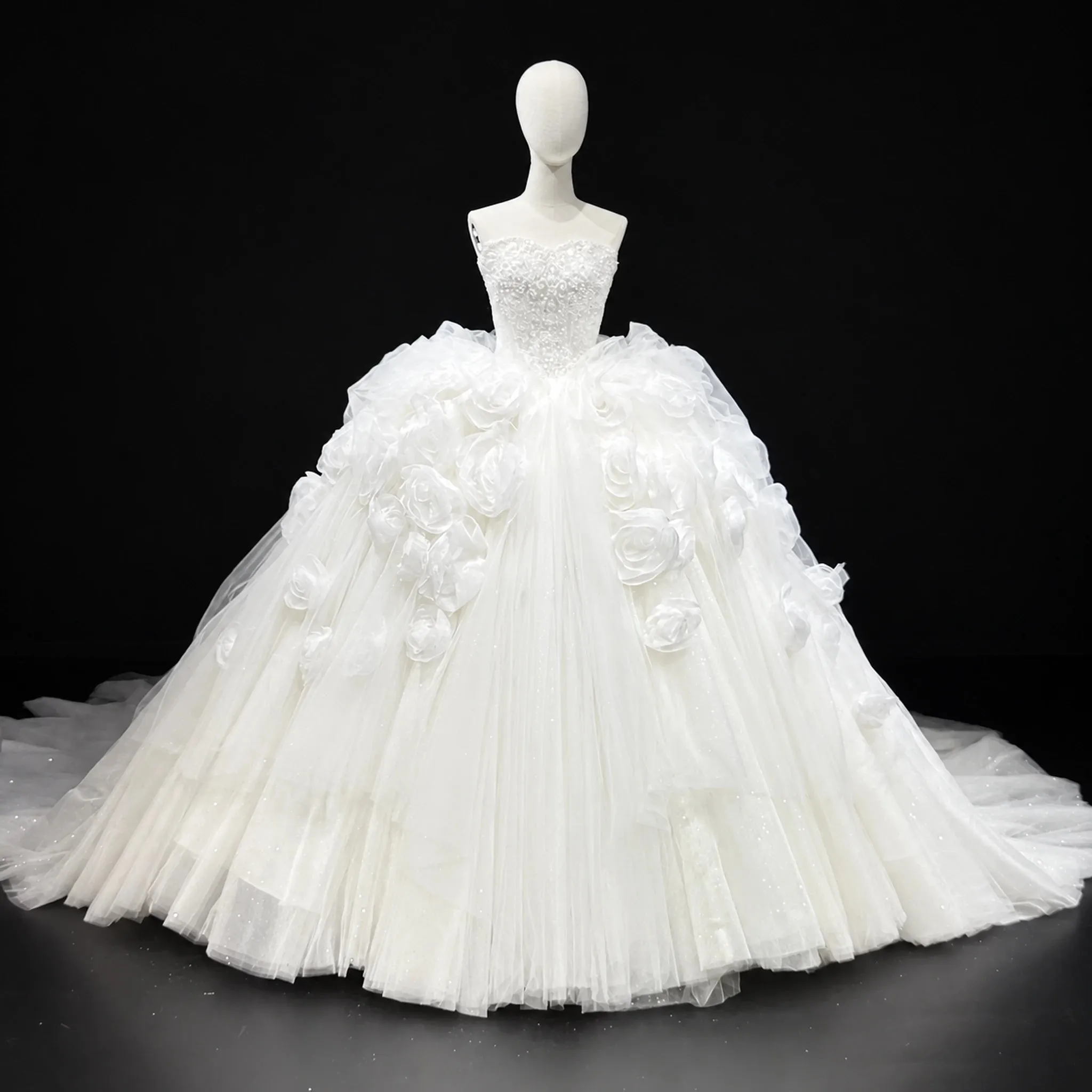 ChicSew Strapless Ball Gown Wedding Dress With 3D Flowers sold by ChicSew product image thumbnail 2