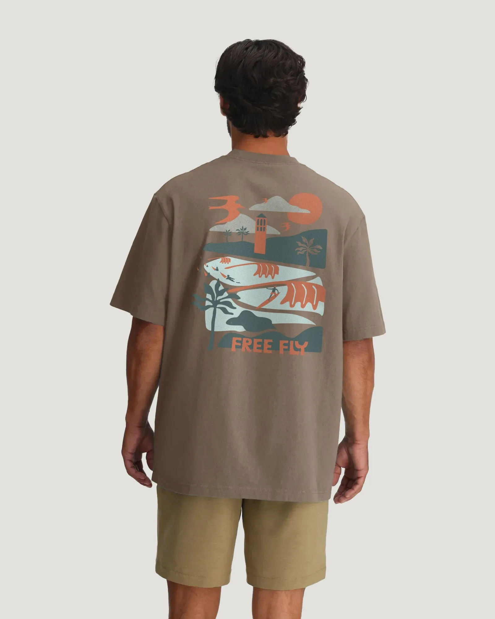 Pūpūkea Relaxed Graphic Tee - Fossil sold by Free Fly Apparel product image thumbnail 4