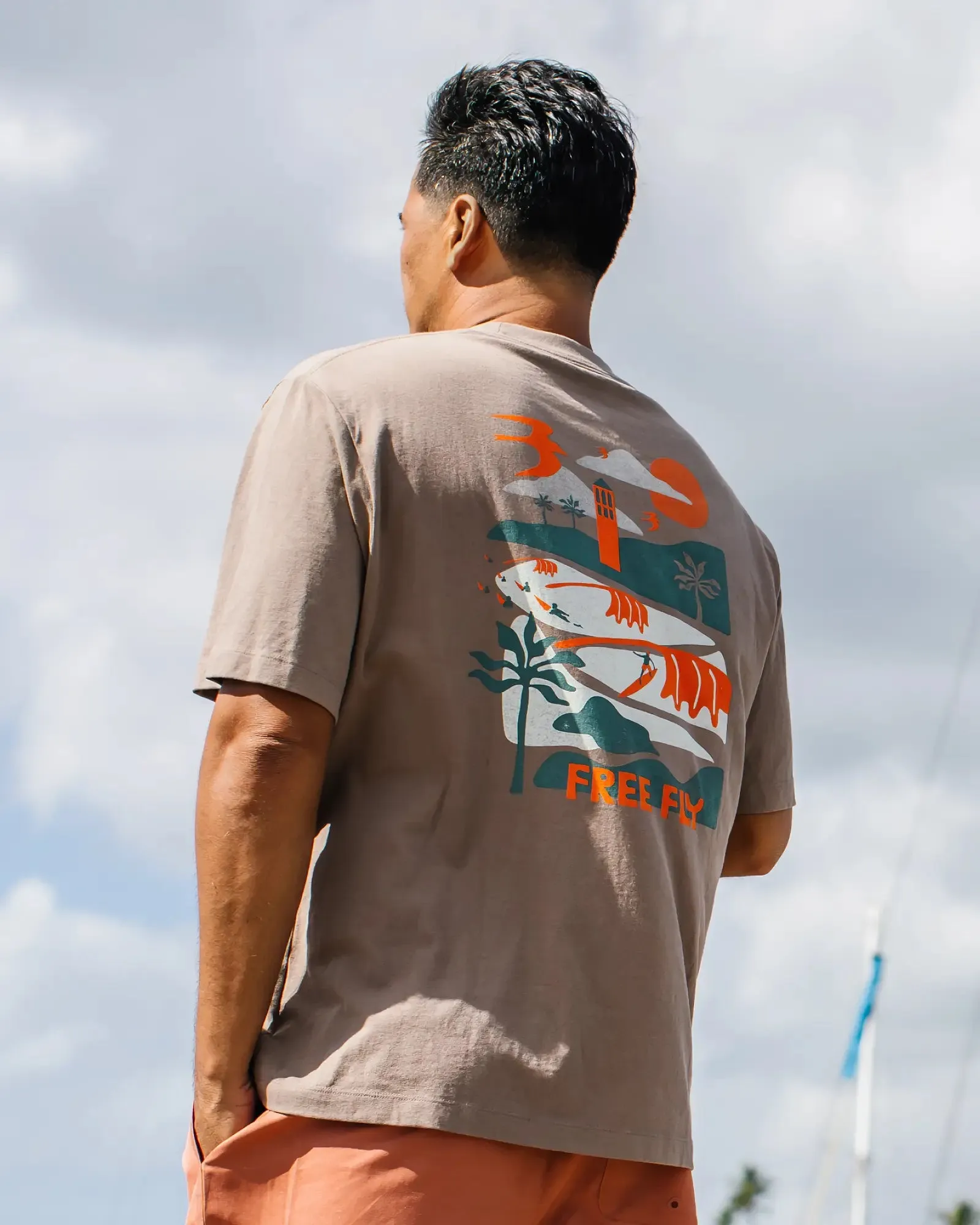 Pūpūkea Relaxed Graphic Tee - Fossil sold by Free Fly Apparel product image thumbnail 2