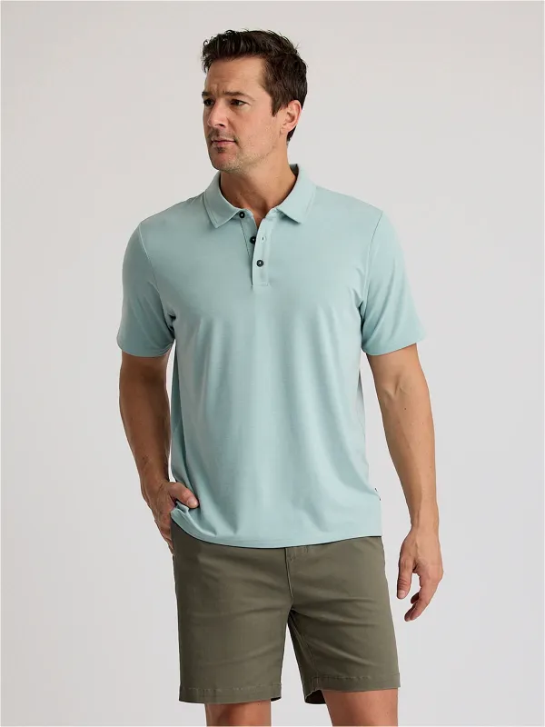Men's Bamboo Flex Polo II - Heather Ocean Mist made by Free Fly Apparel
