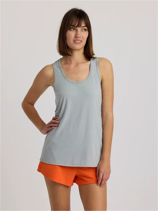 Women's Bamboo Motion Racerback Tank - Heather Aspen Grey sold by Free Fly Apparel