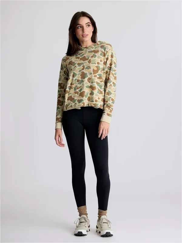 Women's Bamboo Lightweight Fleece Cropped Hoodie - Vintage Camo made by Free Fly Apparel