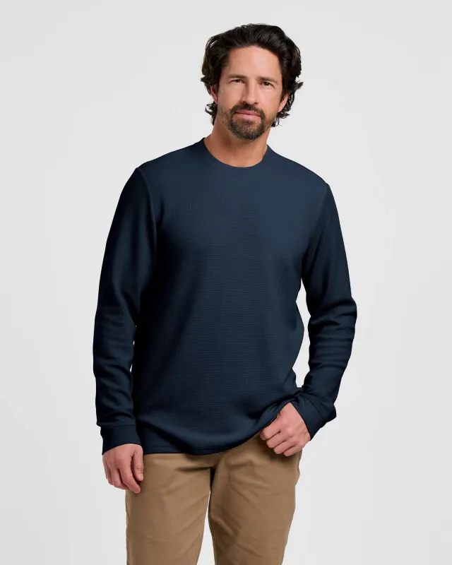 Men's Waffle Crew - Deep Navy sold by Free Fly Apparel