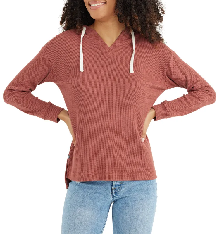 Women's Bamboo Waffle Hoodie - Rosewood sold by Free Fly Apparel