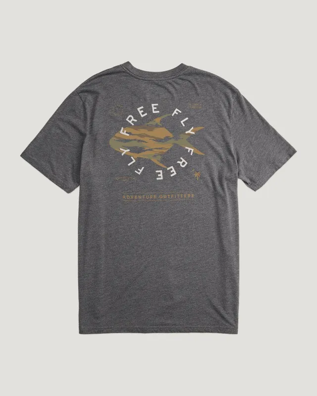 Camo Permit Pocket Tee - Heather Black Sand sold by Free Fly Apparel