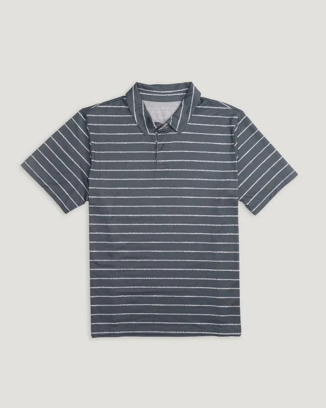 Men's Elevate Polo - Dash Stripe Storm Cloud made by Free Fly Apparel
