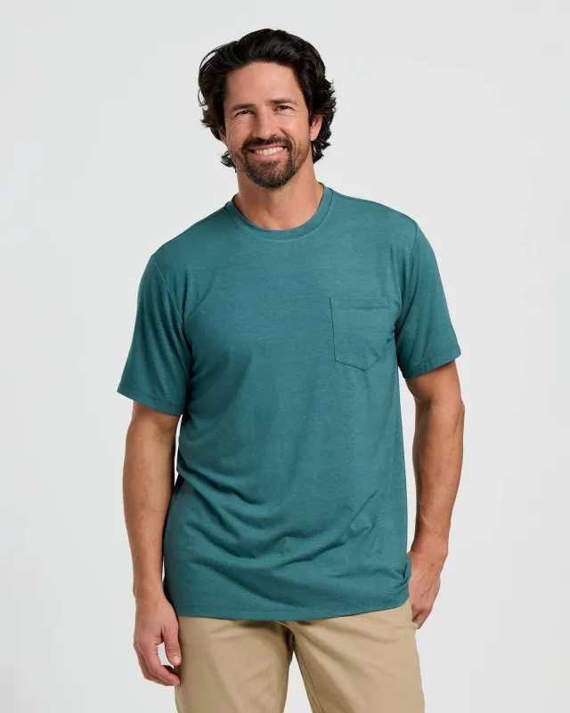 Men's Bamboo Flex Pocket Tee - Heather Sea Pine sold by Free Fly Apparel