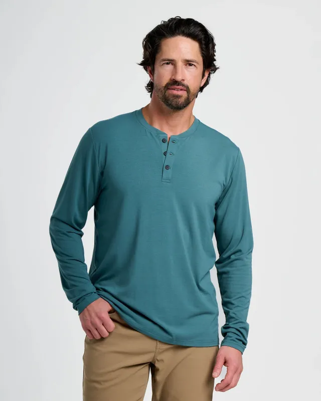 Men's Bamboo Flex Long Sleeve Henley - Sea Pine sold by Free Fly Apparel