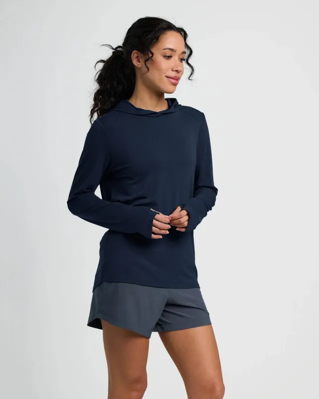 Women's Bamboo Shade Hoodie II - Deep Navy made by Free Fly Apparel