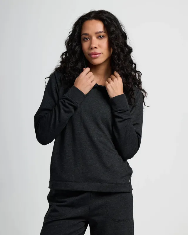 Women's Bamboo Lightweight Fleece Cropped Hoodie - Heather Black made by Free Fly Apparel