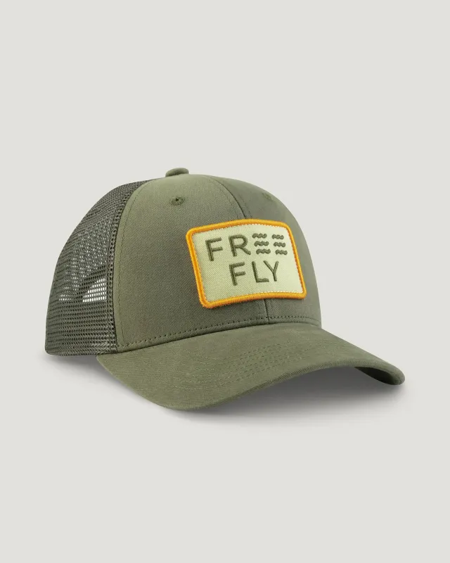 Wave Trucker Hat - Fatigue sold by Free Fly Apparel